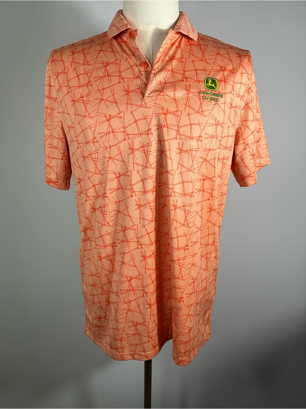 Nike Men's Coral Orange Abstract-Print Polo